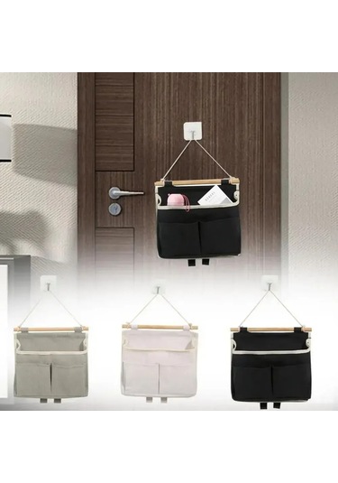 Fosenze Duvar Takılı Oxford Kumaş Organizer, 25x6x23 Cm Siyah, Kozmetik Ve Aksesuar Depolama, Ev Odalarında Boşluk Tasarrufu