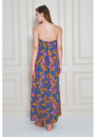 Kadın Straplez Astarlı Şifon Midi Yazlık Elbise 3753374 Pembe - Beyaz