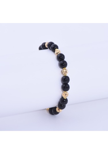 Fasetli Oniks Taşlı Dorika Detaylı Bileklik