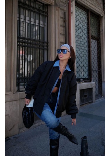 Supplierby Cepli Bomber Ceket Mont - Siyah Siyah