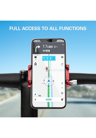 Gajeena Alüminyum Bisiklet Telefon Tutucusu, 4 Açıklı Kilit + Uzunurluk Ayarlanabilir, 3.0-6.8 İnç Telefonlar İçin, Siyah