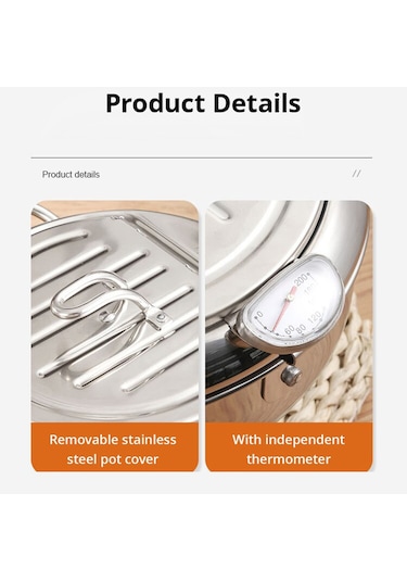 Derin Kızartma Tencere Derin Kızartma Tencere Paslanmaz Çelik Termometre