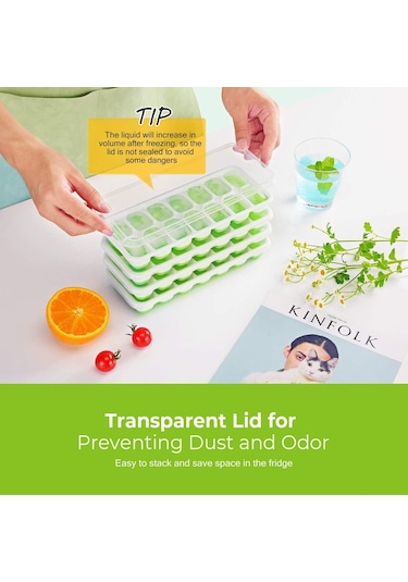 Hombey 4'lü Silikon Buzluk Seti, Kapaklı, Hızlı Buz Hazırlama, Pp+tpe Malzeme, Yaz Soğuklukları İçin Çok Renkli