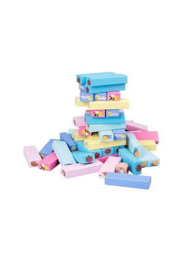 Ahşap Renkli 51 Parça Jenga