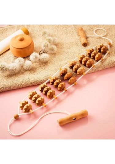 Maoyaya Tam Vücut Masaj Rulosu - Ahşap Halat Sırt Masaj Aleti, Çok Renkli Seçenek Çok Renkli