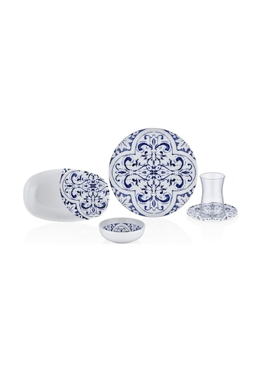 Neva N3460 Santorini 24 Parça Mavi Porselen Kahvaltı Takımı Mavi