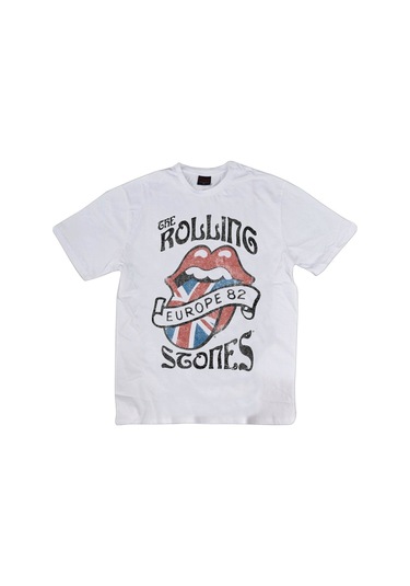 The Rolling Stones Baskılı T-shirt Beyaz