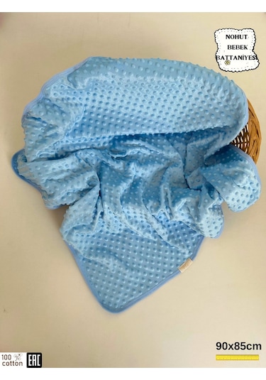 Nohut Kız / Erkek Bebek Battaniyesi & Kundağı Çift Katlı %100 Pamuklu Çok Amaçlı Örtü 90x85cm Btn11003 Mavi