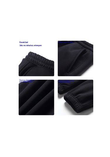 Erkek Düz Renk Spor Pantolon Günlük Pantolon Siyah