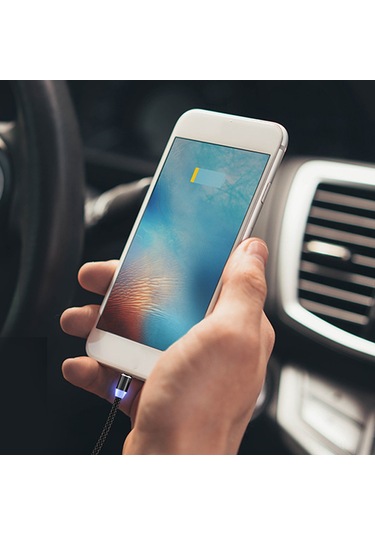 Gajeena 2m Kırmızı Usb Şarj Kablosu, 3-in-1 Manyetik Bağlantı Micro Usb, Type-c, Lightning , Hızlı Şarj, Led Gösterge, Dürtüye Dayanıklı Nilon Kablo