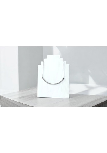 Kadın Çelik Geometrik Dirsek Model Kolye Gümüş Renk Çelik