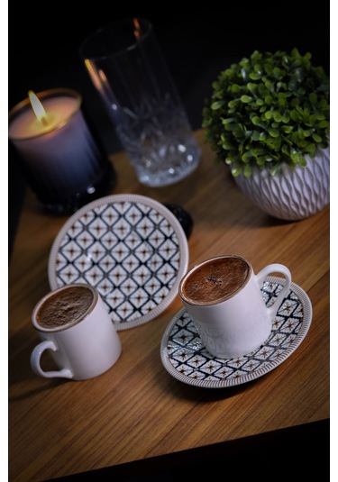 Beste 12 Parça 6 Kişilik Porselen Kahve Fincan Takımı