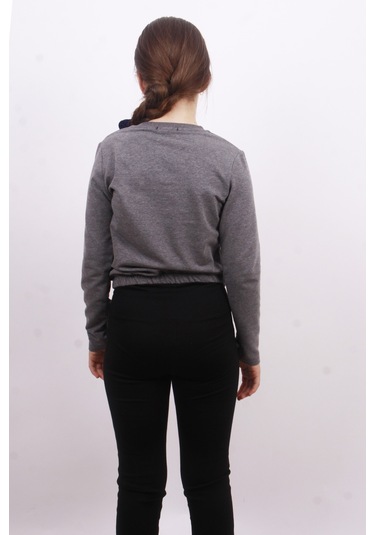 Toontoy Kız Çocuk Girl Baskılı Sweatshirt Antrasit Melanj