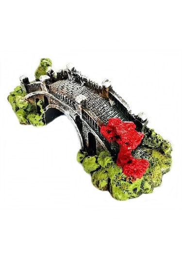 Taş Köprü Akvaryum Dekoru 16 Cm - Renk Kırmızı