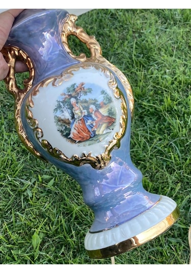 Aşıklar Motifli Porselen Abajur 63 CM