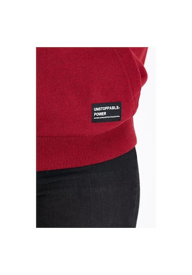 Comeor Kadın Bordo Basic Kapüşonlu Regular Fit Rahat Sweatshirt 001