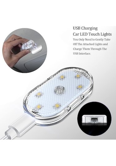 Sge Teknoloji Araç İçi Beyaz Işık Şarjlı Dokunmatik Led Lamba Işık