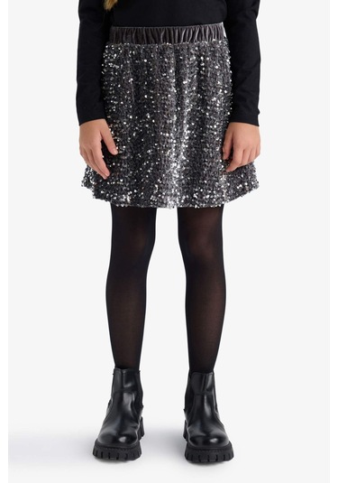 Defacto Kız Çocuk Payetli Etek D5240a825wngr449 Gri-gr449