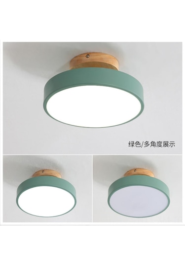 Ximistore9 Yeşil 18 Cm Çap Beyaz Işık, Doğal Ahşap, Kuzey Avrupa Stili, Koridor, Hol, Balkon, Gardırop Aydınlatması - Dayanıklı, Kompakt Tasarım Diğer