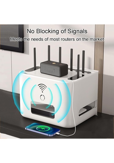 Wi-fi Yönlendirici Kutusu + Kablo Yönetimi 2'si 1 Arada, Organize Güç Şeridi Kablo Hider Rafı, Plastik Organizatör