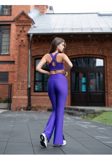 Mor Yırtmaçlı İspanyol Paça Spor Tayt