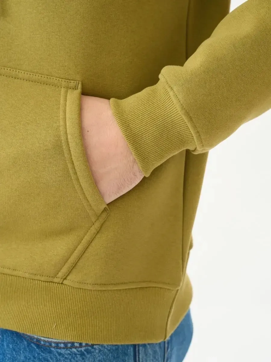 Uzcotton Fırçalı Kapüşonlu Haki Sweatshirt 14704873 Khaki