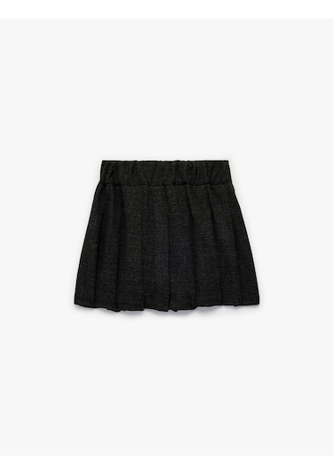 Koton Kemer Detaylı Viskon Karışımlı Kalın Piliseli Etek Siyah Ekose 6wkg70018aw Siyah Ekoseli