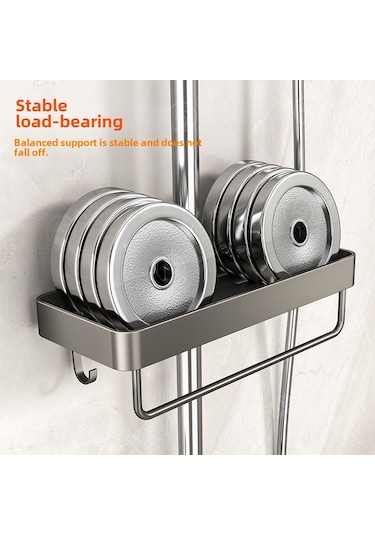 Geeroyoo Banyo Duş Rafı: Uzay Alüminyum Materyal, Delme Yok Kurulum, Çift Katlı, Gri Renkli, Duş Barı İle Entegre, Fonksiyonel Depolama Diğer