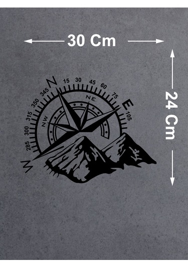 Pusula Ve Dağ Sticker, Off Road Kamp Adventure Kamp Sticker, Araba Oto Karavan Pickup Sticker 02522 30x24 Cm
