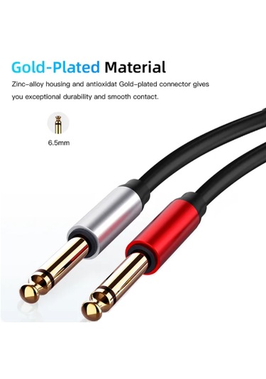 5 Metre 6.35 Mm To 6,3 Mm Mono Çivi Jack Mikrofon Gitar Kablosu