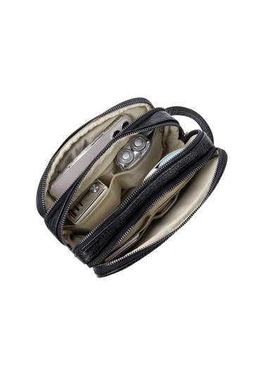 Wiwu Salem Serisi Parmak İzi Kilitli Çok Fonksiyonlu Taşınabilir Mobil Aksesuar Çantası Siyah Siyah