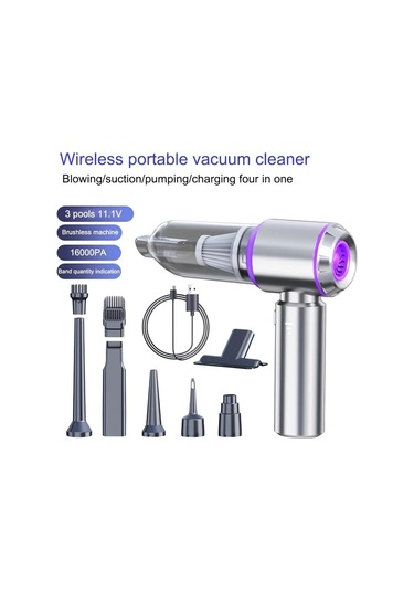 Dashanshop 16000pa Kablosuz El Süpürgesi Silvery Purple 4ü1 Fonsuz Motor 3 Hız Uzun Şarjlı Araç Ev