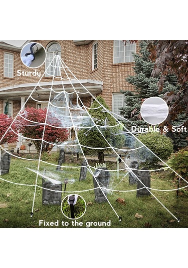 Qingmipy Halloween Dekorasyon Seti: 5 Metre Örgü Ağı, 50 İnç Sahte Örümcek, Halka Ve Tırnaklar İle Gerçekçi Korku Efekti