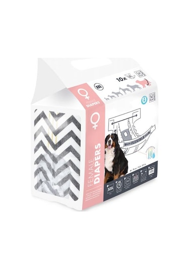 M-Pets Diapers Dişi Köpekler İçin Külot 2XL 10'Lu