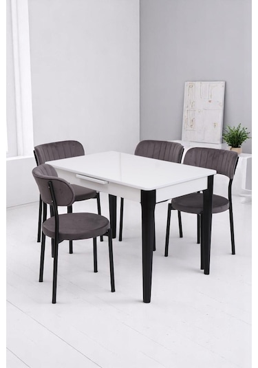 Paris Beta Lak Panel Açılır Mutfak Masa Takımı 70x110cm