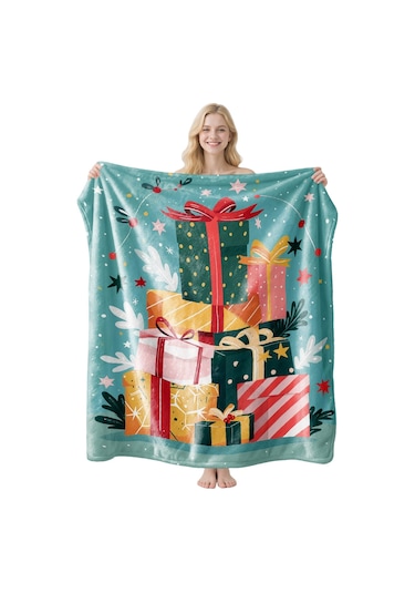 Noel Fral Küçük Battaniye Festival Atmosferi Pratik Kullanım-mt-flr-197 150 100 Yeşil