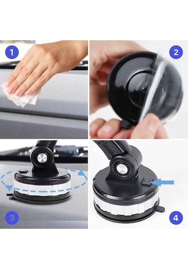 Buffer Jel Vantuzlu Cama Takılabilen Güçlü 360 Derece Dönebilen Ayarlanabilir Araç Içi Vantuzlu Telefon Tutucu