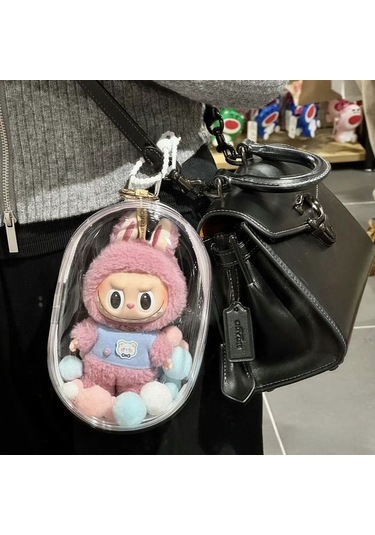 Suofeng Labubu Bebek Çantası: 10-15cm Peluş Oyuncakları İçin Taşıma Ve Korumalı Çanta, Toz Ve Güneşten Koruma Şeffaf