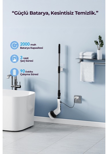 Robo 8 Başlıklı Şarjlı Dijital Temizlik Fırçası