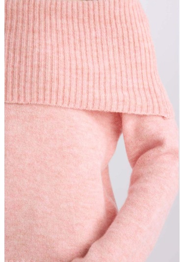 DeFacto Regular Fit Açık Omuz Triko Kazak E4549AX24WNPN589 Pembe