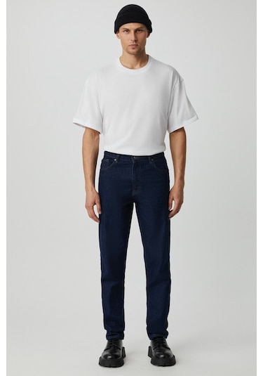 BRUNO Erkek Regular Fit Rahat Kesim Kalın Dokulu Yıkama Efektli Magic Denim Koyu Mavi Jeans