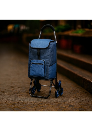 Sessiz 3 Tekerlekli Pazar Arabası Su Geçirmez, Fermuarlı Çantalı