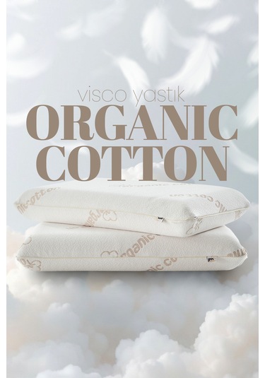 Organik Koton Ortopedik Visko Yastık - %100 Doğal Pamuk Kumaş - Konforlu Nem Kontorllü Akıllı Yastık Beyaz