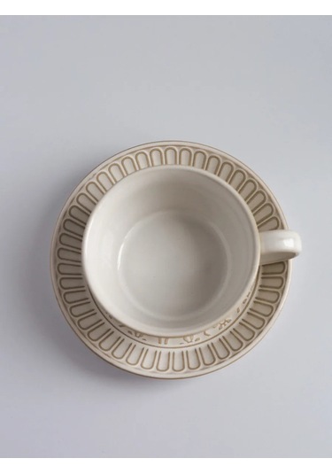 Aberu Shop Çay/kahve Takımı Fincan Ve Tabak Seti 250 Ml. 390818186 Beyaz Kum