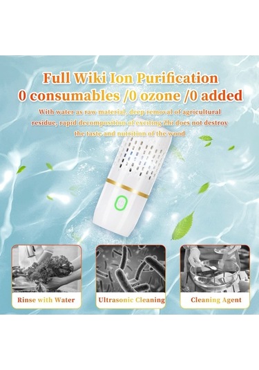 Besthome1 Gezici Meyve Sebzeyi Temizleyici - Etkili, Taşınabilir Usb Şarjlı Beyaz Beyaz