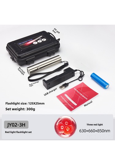 Yunboo 3 Led Işık Kaynağı Kırmızı Işık El Feneri 630+660+850nm - Dış Mekan, Acil Durumlar İçin Kompakt Entegre Kızılötesi Aygıtı Pp Kutulu