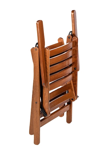 London Katlanabilir Ahşap Bahçe Balkon Sandalyesi - Kolçaklı Ceviz