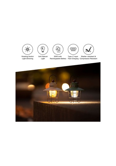 Yuntech01 Küçük Beyaz Usb Şarjlı Kamp Lambası, 3 Işık Modu İle Dimmable, Cep Telefonu Şarj Özelliği, Retro Tasarım, Kamp/hiking/fishing Için Çok Renkli