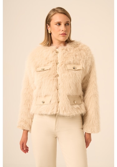 Ftz Women Kadın Peluş Mont Beige 31241 Beige