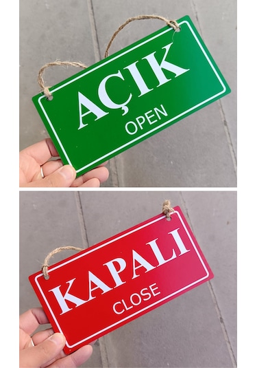 Açık Kapalı Yazısı Açık Kapalı Tabelası Mağaza Kapı Yönlendirme Levhası Ahşap